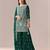 D green georgette semi stitched suit with embroidery beads & sequence work