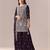 D purple georgette semi stitched suit with embroidery beads & sequence work