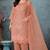 Peach chiffon semi stitched suit with embroidery thread & khatli work