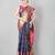 Navy blue woven art silk traditional saree with blouse piece