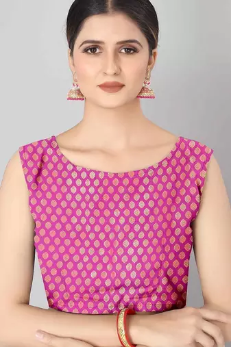 Navy blue woven art silk traditional saree with blouse piece