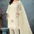 White chiffon semi stitched suit with embroidery thread & khatli work