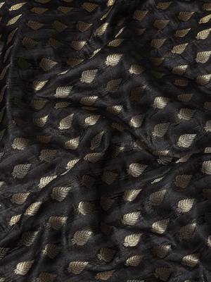 Black woven art silk traditional saree with blouse piece 5