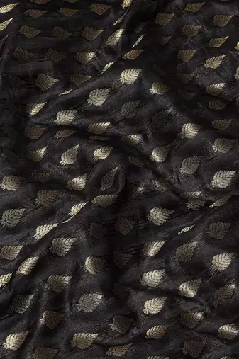 Black woven art silk traditional saree with blouse piece