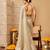 Beige plain silk cotton party wear saree with blouse piece