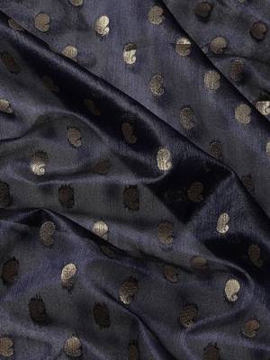 Navy blue woven art silk traditional saree with blouse piece 5