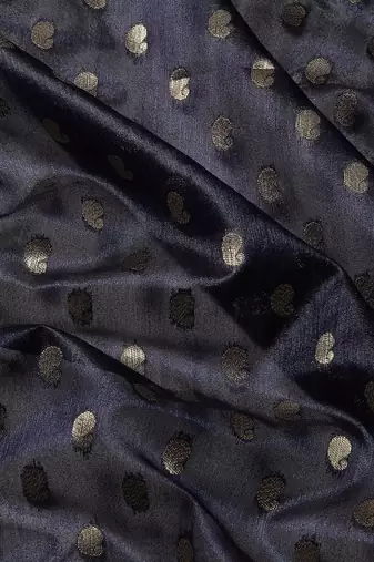Navy blue woven art silk traditional saree with blouse piece