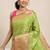 Green woven cotton blend traditional saree with blouse piece