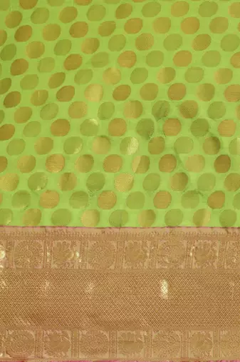 Green woven cotton blend traditional saree with blouse piece