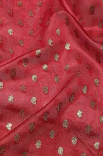 Red woven art silk traditional saree with blouse piece