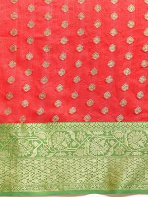 Red woven art silk traditional saree with blouse piece 4