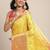 Yellow woven cotton blend traditional saree with blouse piece
