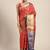 Red woven cotton blend traditional saree with blouse piece