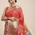 Red woven cotton blend traditional saree with blouse piece