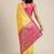 Yellow woven cotton blend traditional saree with blouse piece