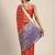 Red woven cotton blend traditional saree with blouse piece