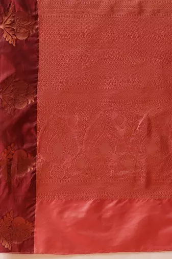 Turquoise woven silk blend ethnic saree with blouse piece