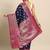 Navy blue woven art silk traditional saree with blouse piece