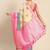 Beige printed art silk ethnic saree with blouse piece