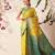 Yellow woven silk blend ethnic saree with blouse piece