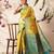 Yellow woven silk blend ethnic saree with blouse piece