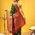 Green woven silk blend ethnic saree with blouse piece