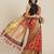 Red woven cotton blend traditional saree with blouse piece