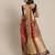Red woven cotton blend traditional saree with blouse piece