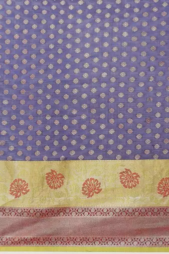 Navy blue woven art silk traditional saree with blouse piece