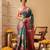 Teal printed tissue traditional saree with blouse piece