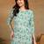 Women green botanical print pure cotton casual wear kurti