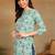 Women green botanical print pure cotton casual wear kurti