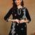 Women black lucknowi chikankari ethnic motifs embroidered liva kurti