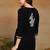 Women black lucknowi chikankari ethnic motifs embroidered liva kurti