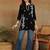 Women black lucknowi chikankari ethnic motifs embroidered liva kurti