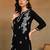 Women black lucknowi chikankari ethnic motifs embroidered liva kurti