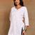 Women white lucknowi chikankari floral embroidered liva rayon short kurti