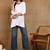 Women white lucknowi chikankari floral embroidered liva rayon short kurti