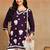 Women wine lucknowi chikankari embroidered liva rayon a-line short kurti