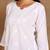 Women white lucknowi chikankari floral embroidered liva rayon short kurti
