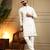White sequence floral royal silk kurta pyjama set for men | designer kurta for men