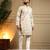 Cream sequence floral royal silk kurta pyjama set for men | designer kurta for men