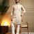 Cream sequence floral royal silk kurta pyjama set for men | designer kurta for men