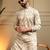 Cream sequence floral royal silk kurta pyjama set for men | designer kurta for men