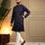 Blue sequence floral royal silk kurta pyjama set for men | designer kurta for men