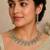 Pista green ad stone & agate stone necklace set with earrings, antique gold plated