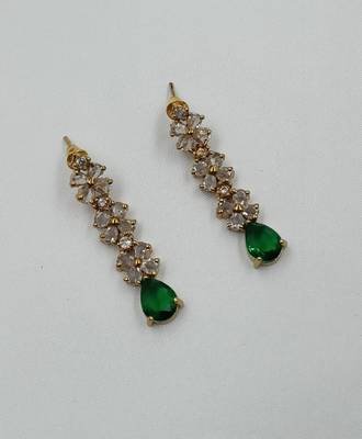 Green ad stone & agate stone necklace set with earrings, antique gold plated 3