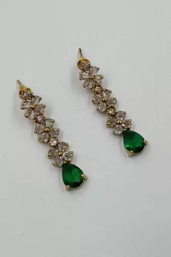 Green ad stone & agate stone necklace set with earrings, antique gold plated