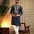 Blue sequence floral armani silk kurta pyjama set for men | designer kurta for men
