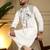 White sequence floral viscose silk kurta pyjama set for men | designer kurta for men